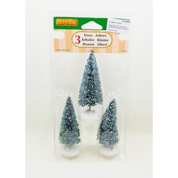 Lemax 2013 Snowy Juniper Pine Tree Set Of 3 Christmas Village Scene 4 Inch NOS - Picture 1 of 8